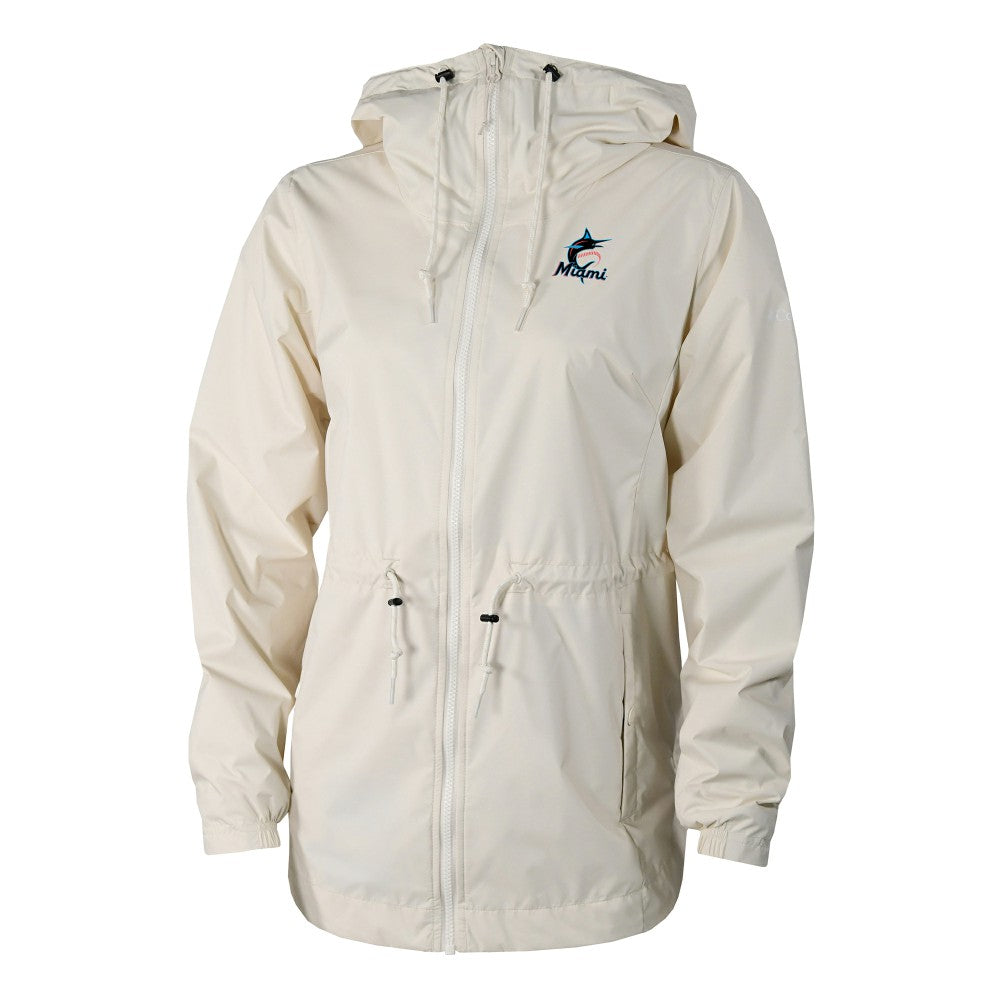 Miami Marlins Columbia Women's Lily Park Full-Zip Rain Jacket - Cream Jackets