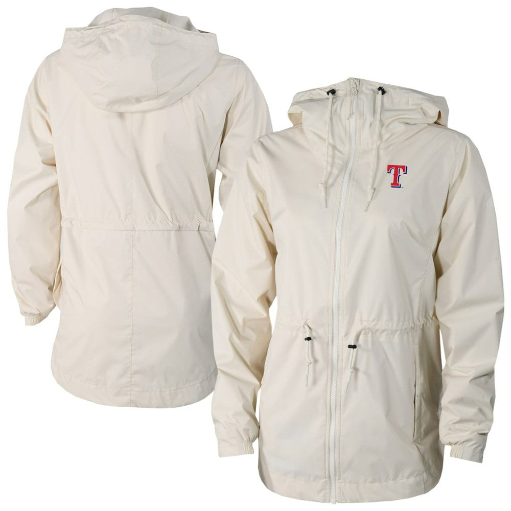 Texas Rangers Columbia Women's Lily Park Full-Zip Rain Jacket - Cream Jackets