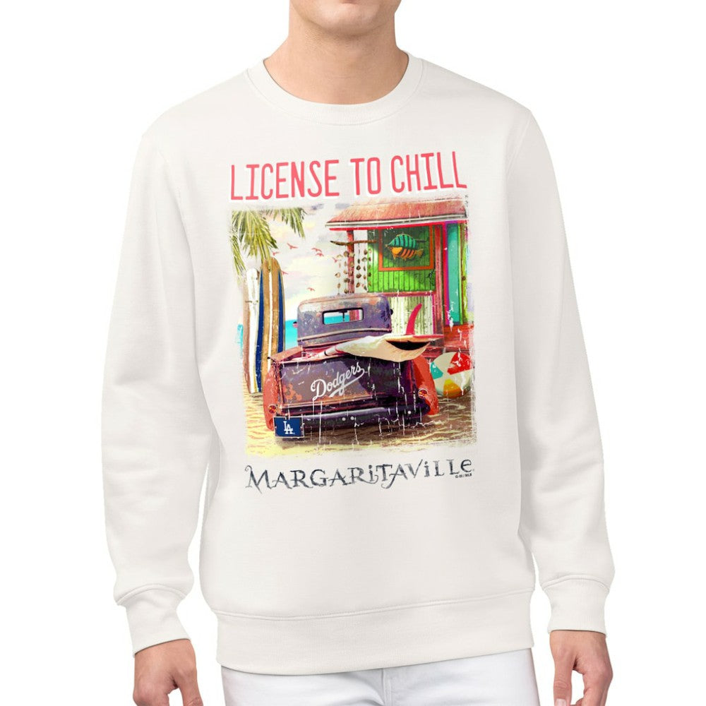 Los Angeles Dodgers Margaritaville License to Chill Fleece Sweatshirt - Cream Sweatshirts