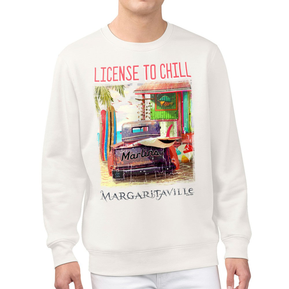 Miami Marlins Margaritaville License to Chill Fleece Sweatshirt - Cream Sweatshirts