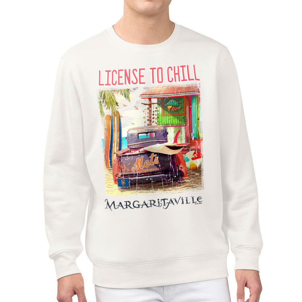 New York Mets Margaritaville License to Chill Fleece Sweatshirt - Cream Sweatshirts