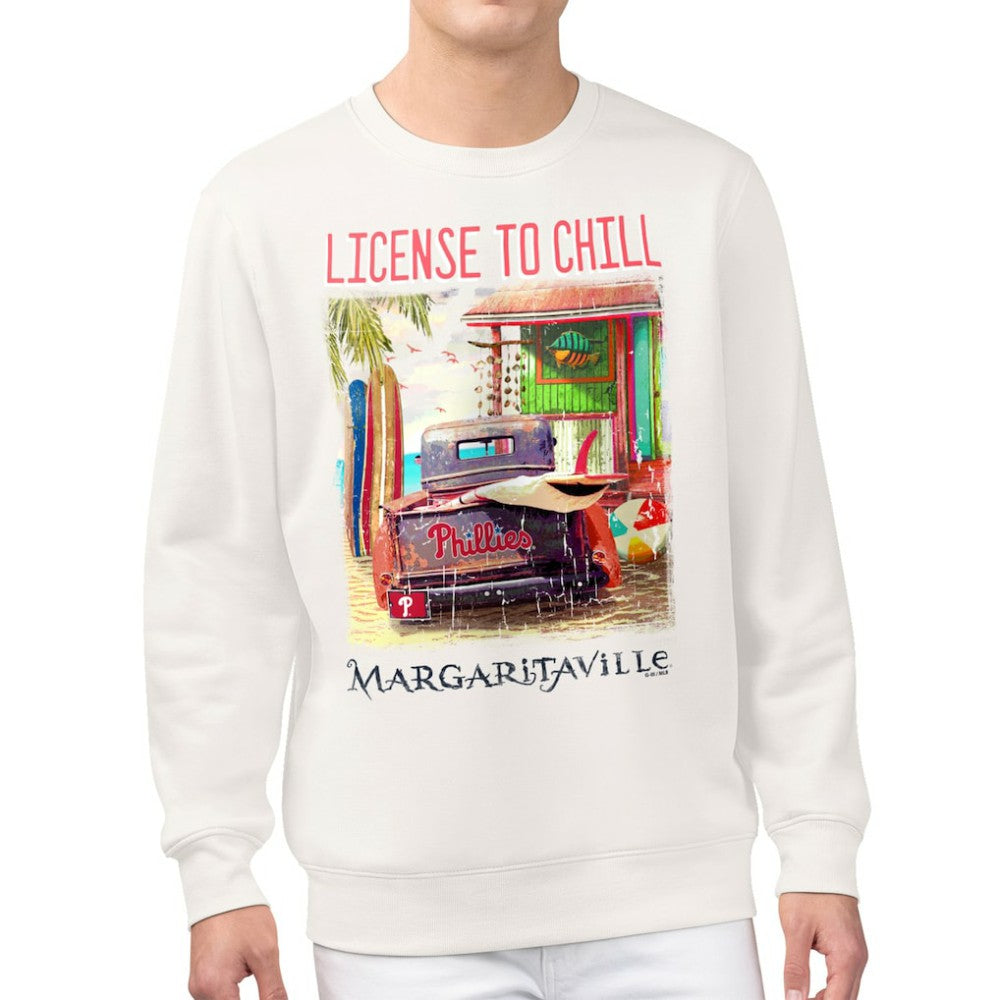 Philadelphia Phillies Margaritaville License to Chill Fleece Sweatshirt - Cream Sweatshirts