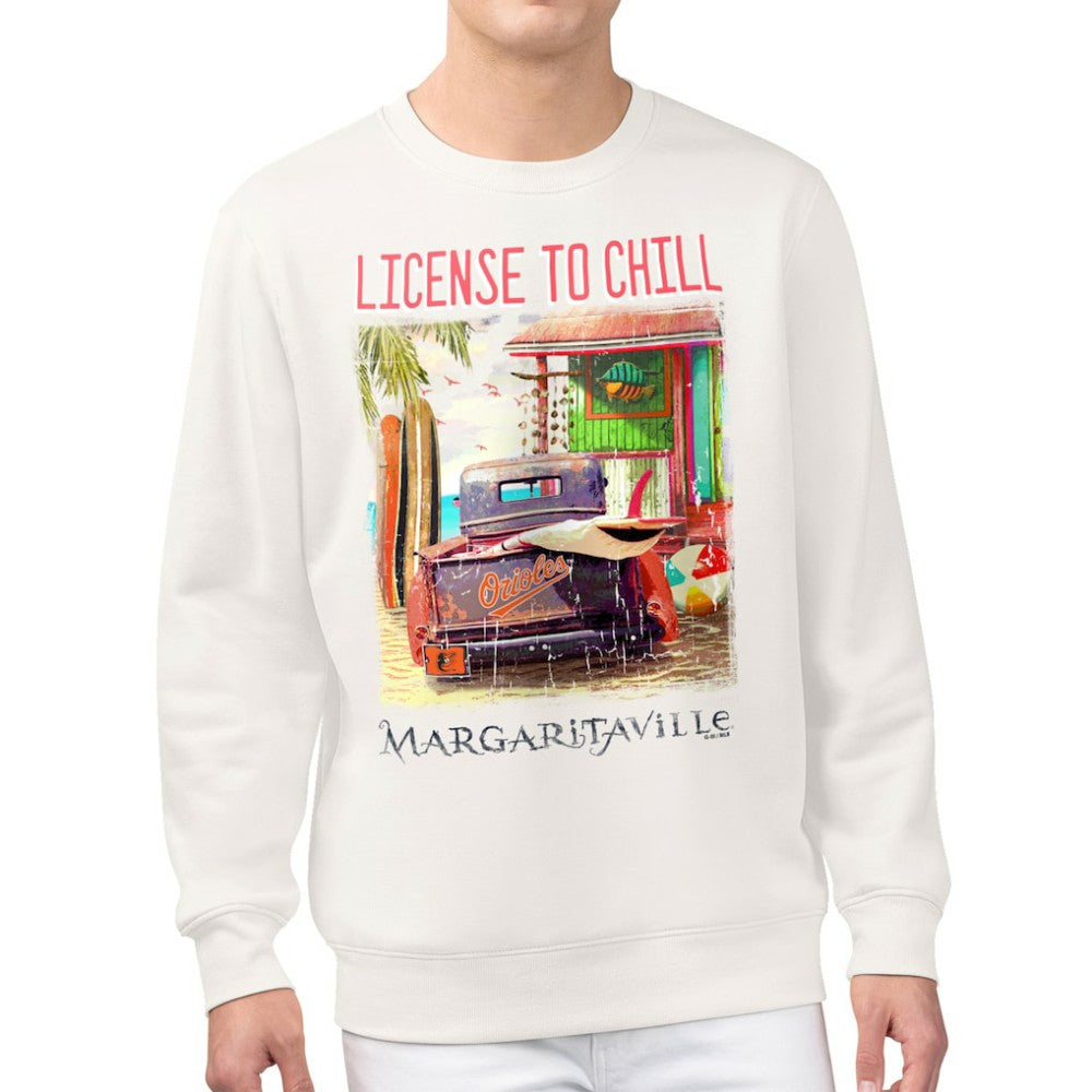 Baltimore Orioles Margaritaville License to Chill Fleece Sweatshirt - Cream Sweatshirts