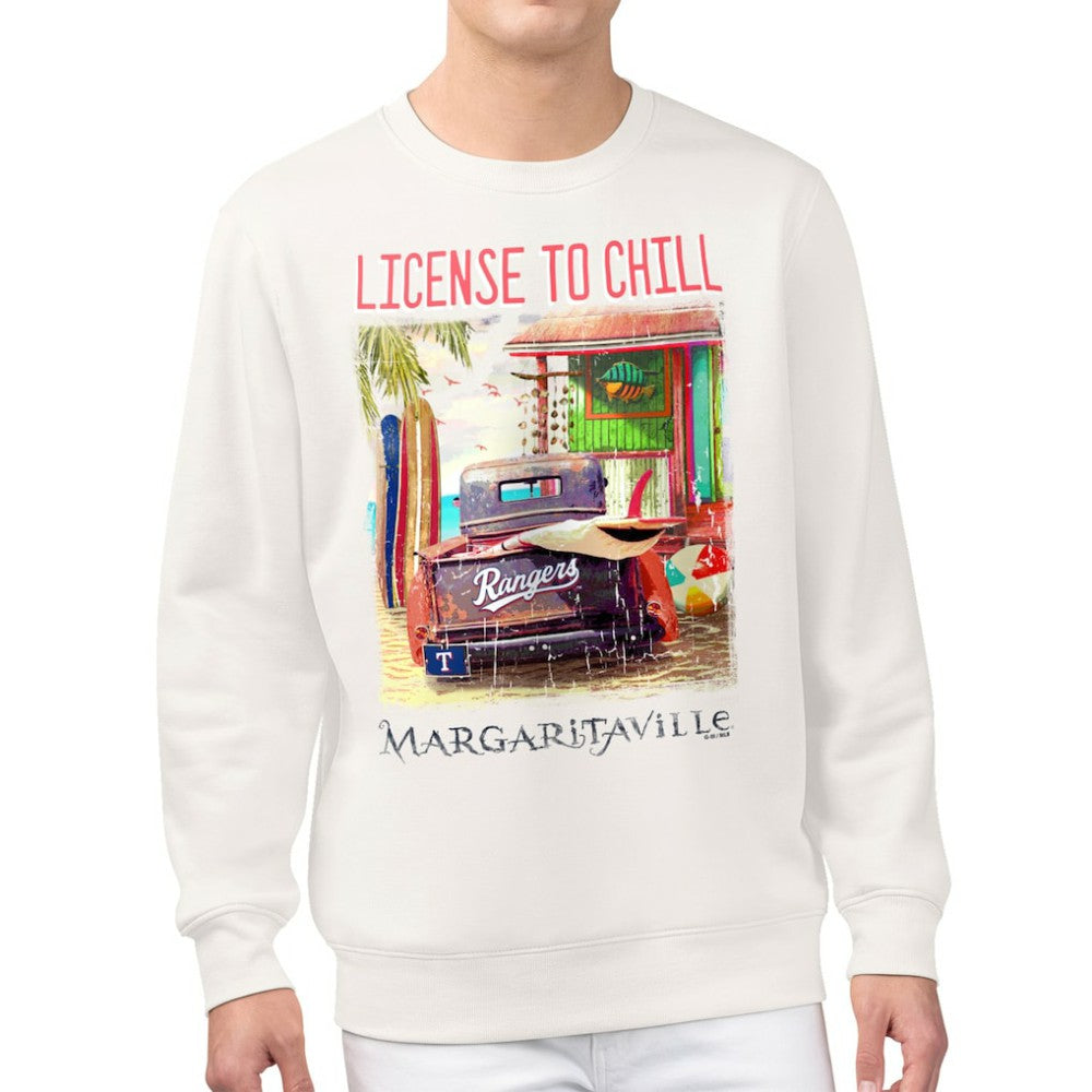 Texas Rangers Margaritaville License to Chill Fleece Sweatshirt - Cream Sweatshirts