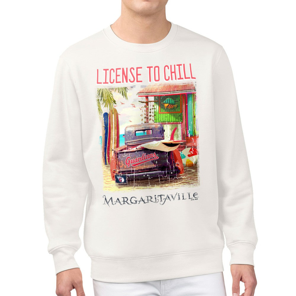 Cleveland Guardians Margaritaville License to Chill Fleece Sweatshirt - Cream Sweatshirts