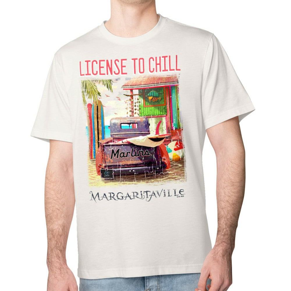 Miami Marlins Margaritaville License to Chill T-Shirt - Cream T-shirts