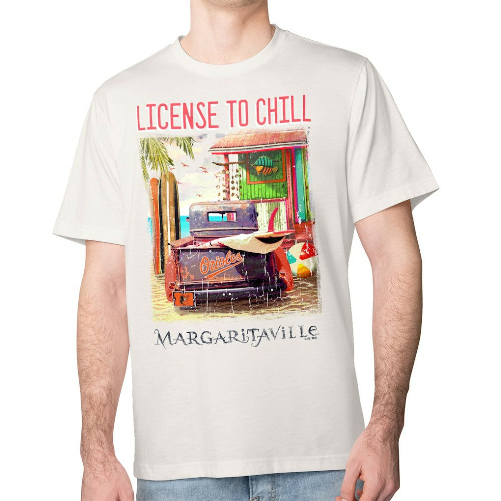 Baltimore Orioles Margaritaville License to Chill T-Shirt - Cream T-shirts