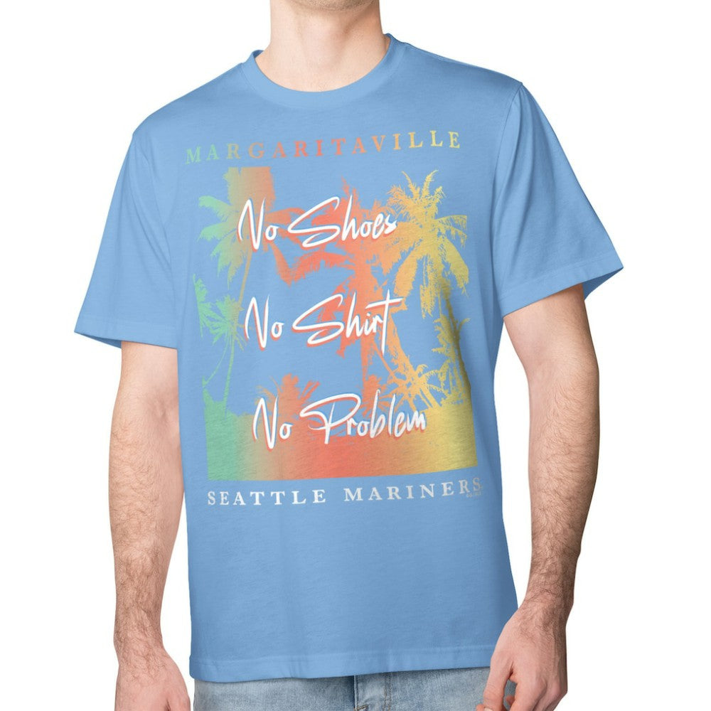 Seattle Mariners Margaritaville No Shirt, No Shoes, No Problem T-Shirt - Blue T-shirts
