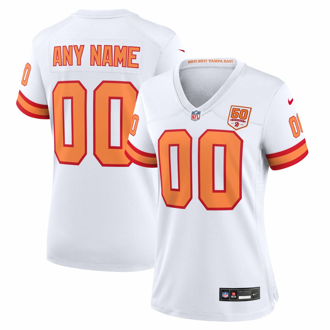 76 Tampa Bay Buccaneers Women's 50th Season Alternate Custom Game Jersey White
