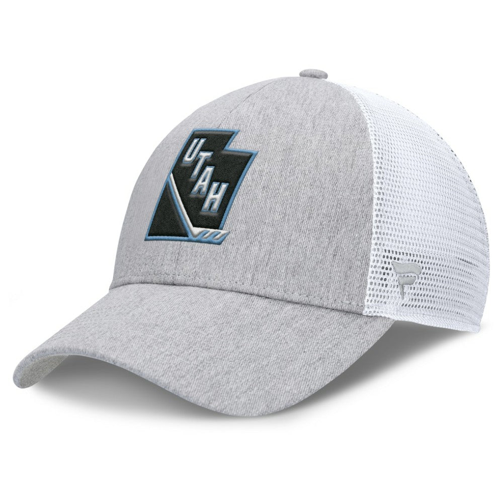 NHL Utah Mammoth Fanatics Utah Badge Trucker Adjustable Hat - Gray/White