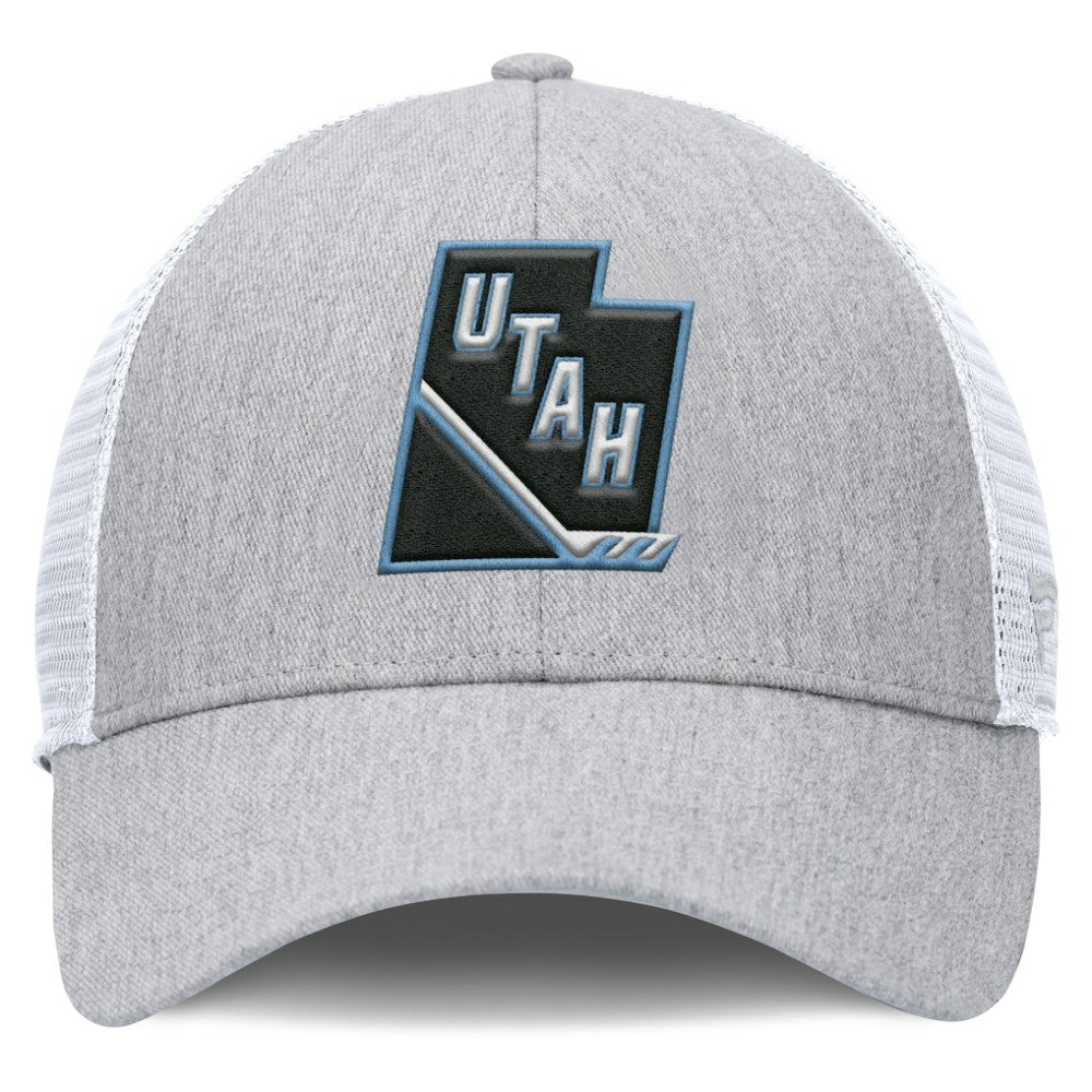 NHL Utah Mammoth Fanatics Utah Badge Trucker Adjustable Hat - Gray/White