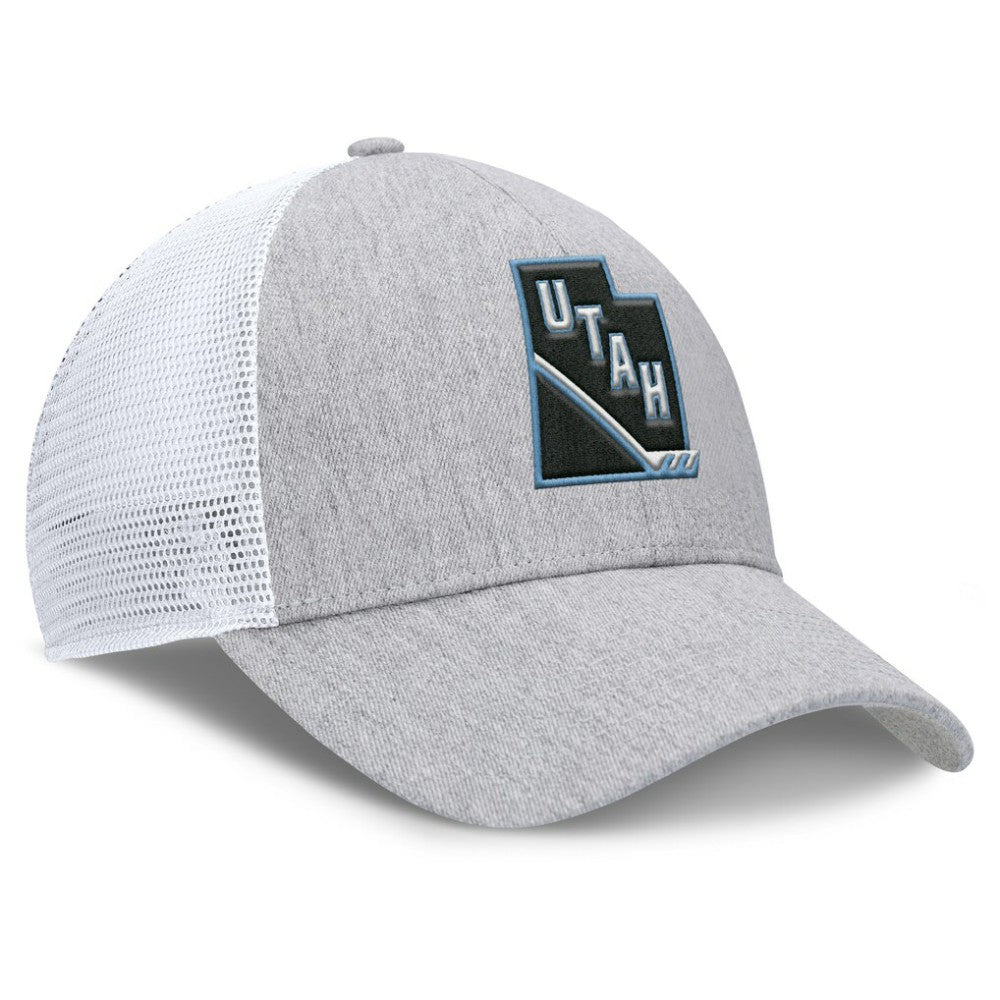 NHL Utah Mammoth Fanatics Utah Badge Trucker Adjustable Hat - Gray/White