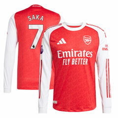 Bukayo Saka Arsenal 2025/26 Home Long Sleeve Player Jersey Red