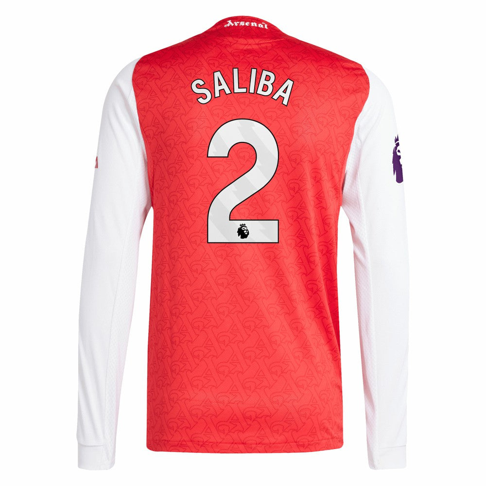 William Saliba Arsenal 2025/26 Home Long Sleeve Player Jersey Red