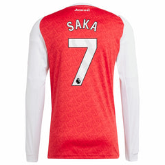 Bukayo Saka Arsenal 2025/26 Home Replica Long Sleeve Player Jersey Red