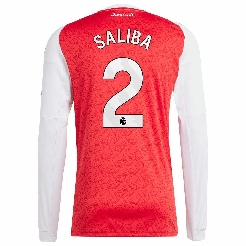 William Saliba Arsenal 2025/26 Home Replica Long Sleeve Player Jersey Red