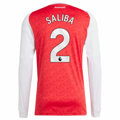William Saliba Arsenal 2025/26 Home Replica Long Sleeve Player Jersey Red