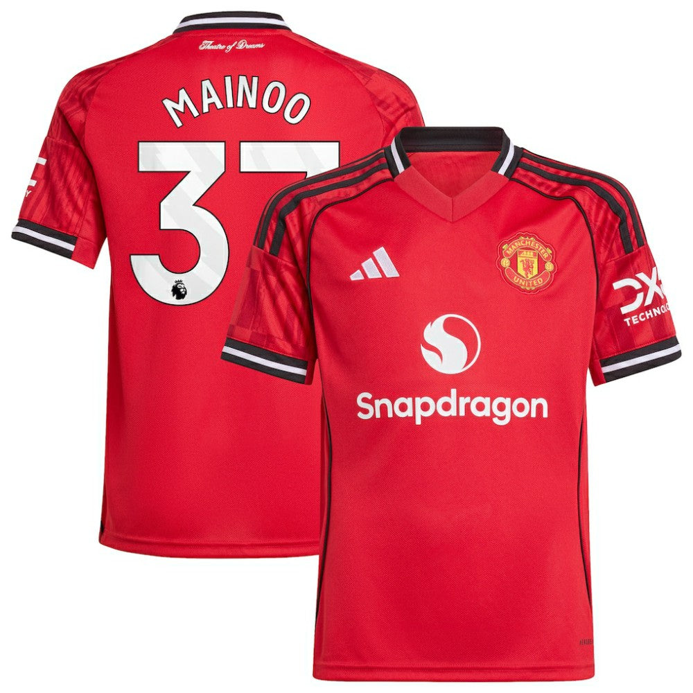 Kobbie Mainoo Manchester United Youth Home 2025/26 Replica Player Jersey Red