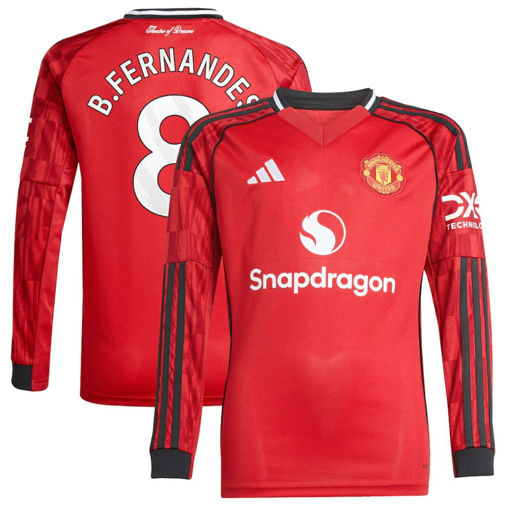 Bruno Fernandes Manchester United Youth Home 2025/26 Replica Player Long Sleeve Jersey Red shop