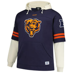 Chicago Bears '47 Big & Tall Split Zone Cornerback V-Neck Hoodie Navy