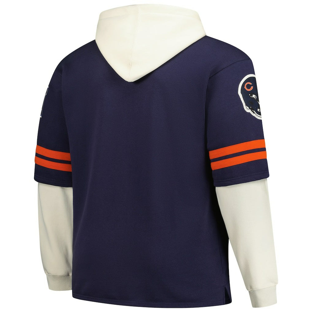 Chicago Bears '47 Big & Tall Split Zone Cornerback V-Neck Hoodie Navy