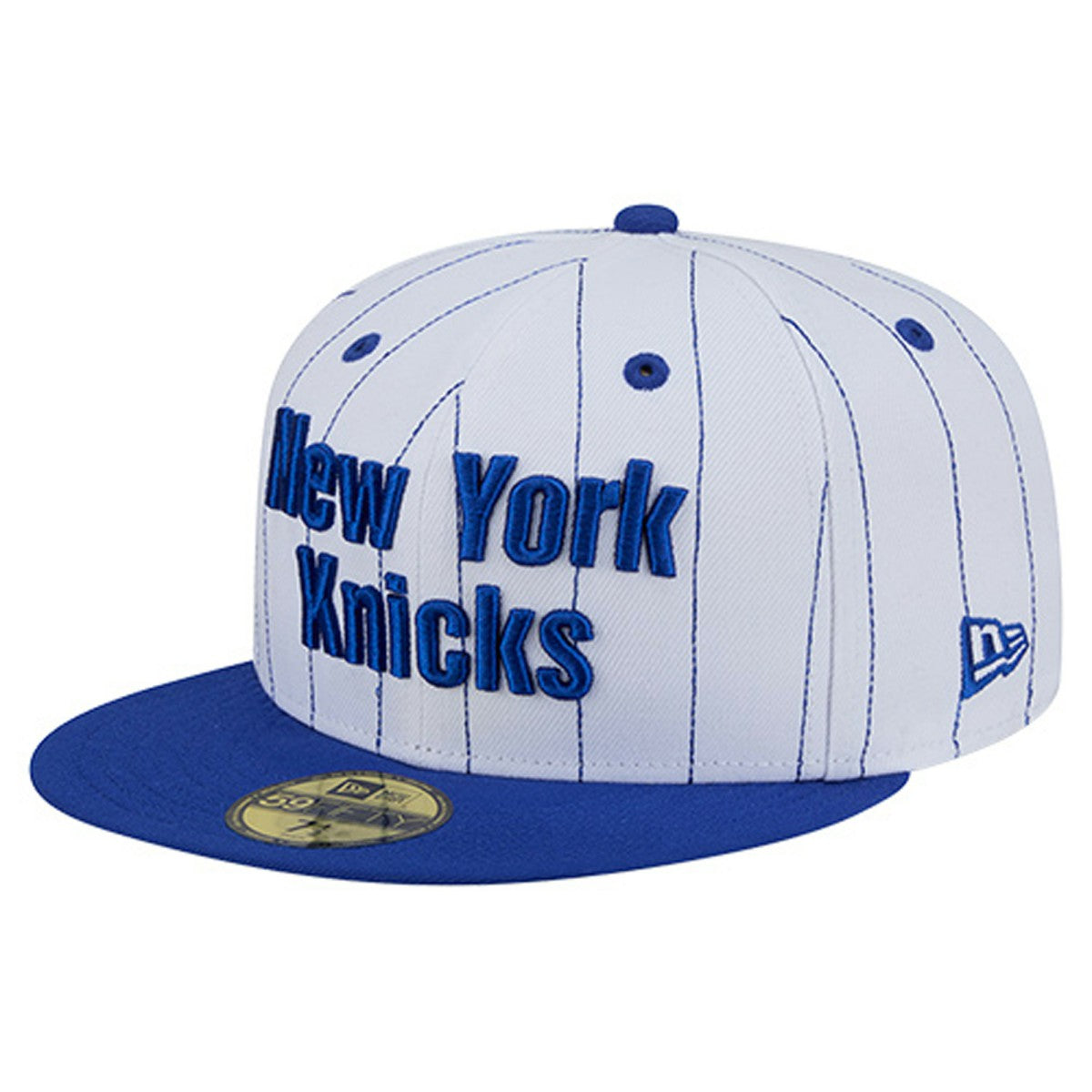 New York Knicks Wordmark Pinstripe 59FIFTY Fitted Hat White