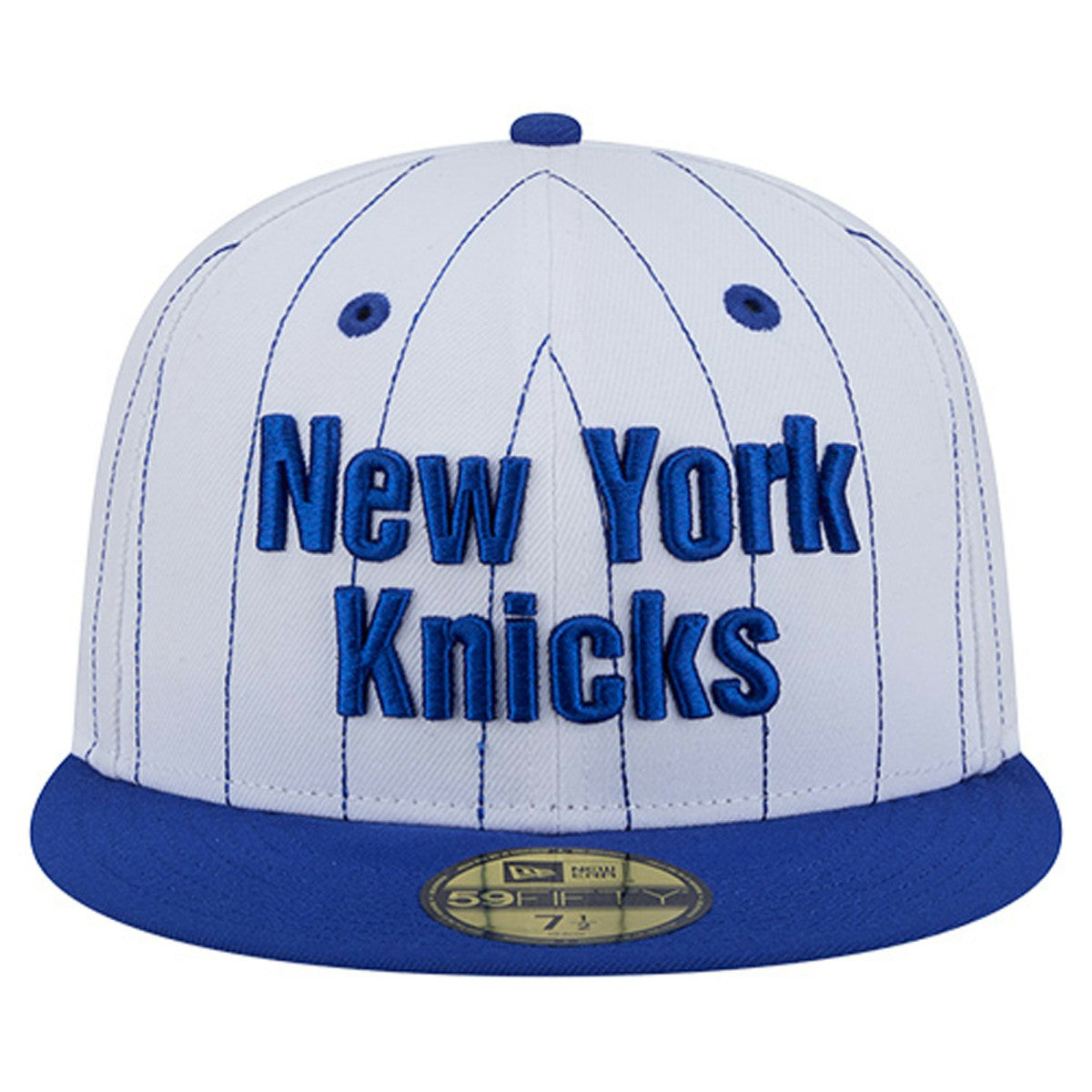 New York Knicks Wordmark Pinstripe 59FIFTY Fitted Hat White