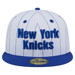 New York Knicks Wordmark Pinstripe 59FIFTY Fitted Hat White