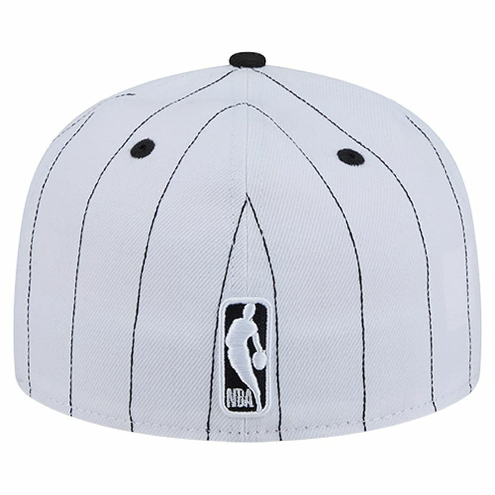 Chicago Bulls Wordmark Pinstripe 59FIFTY Fitted Hat White