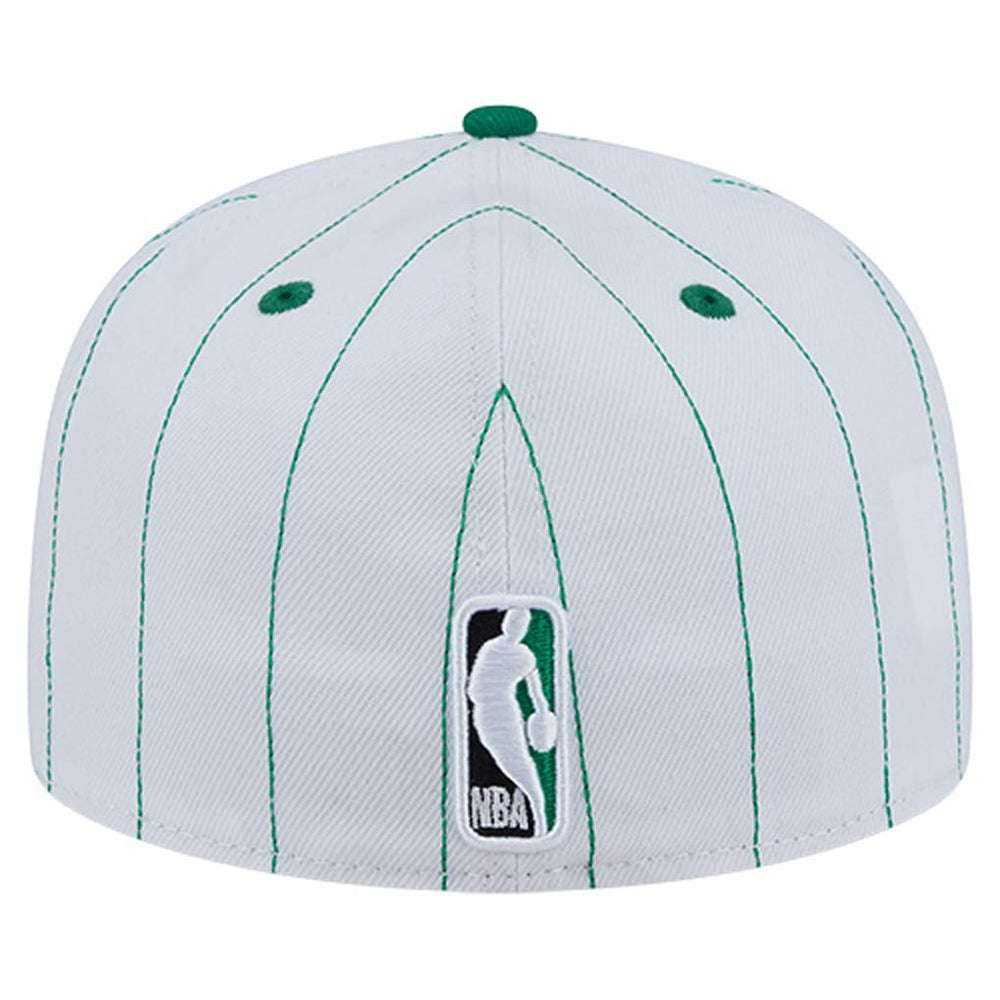 Boston Celtics Wordmark Pinstripe 59FIFTY Fitted Hat White