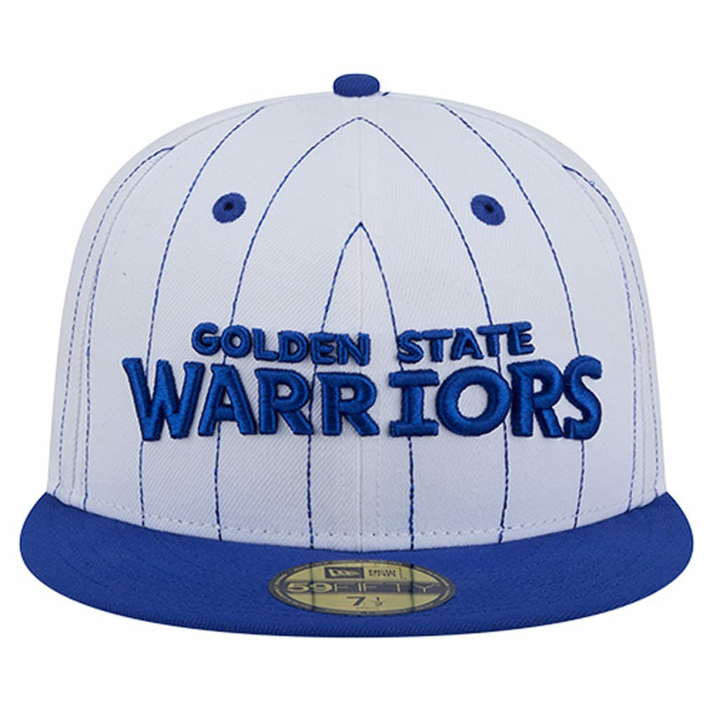 Golden State Warriors Wordmark Pinstripe 59FIFTY Fitted Hat White