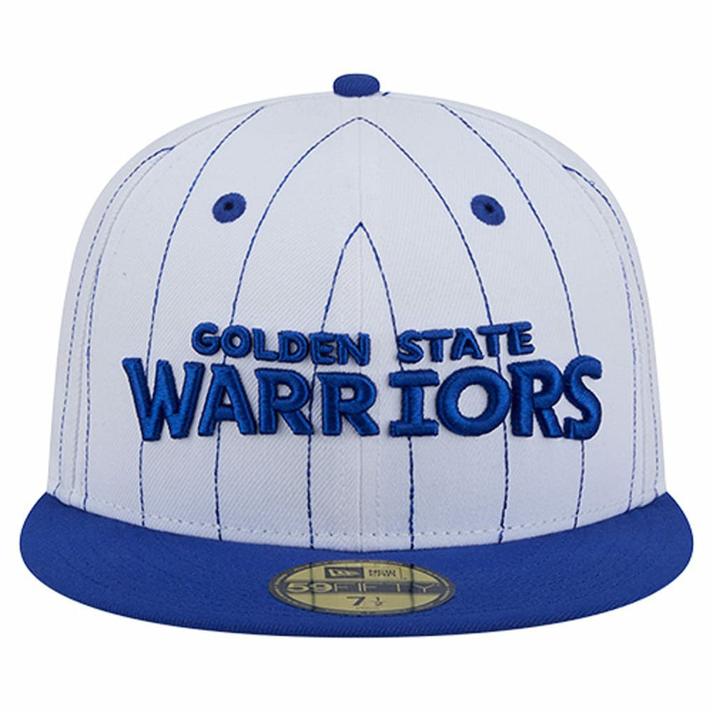 Golden State Warriors Wordmark Pinstripe 59FIFTY Fitted Hat White
