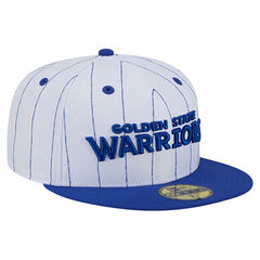 Golden State Warriors Wordmark Pinstripe 59FIFTY Fitted Hat White