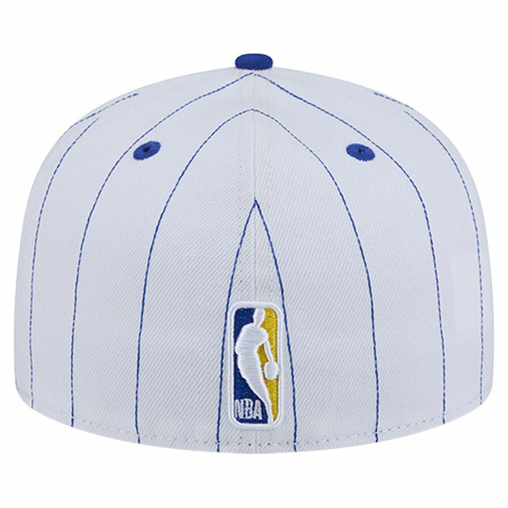 Golden State Warriors Wordmark Pinstripe 59FIFTY Fitted Hat White