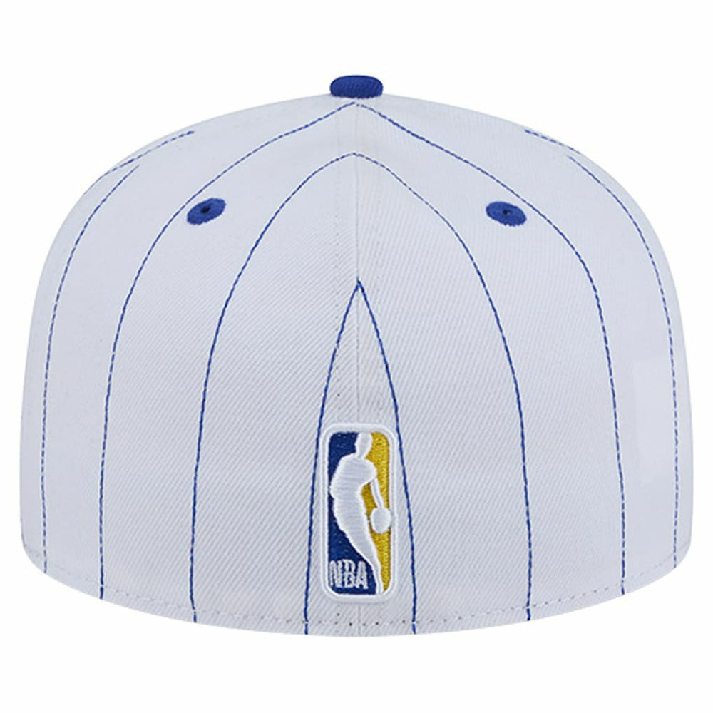 Golden State Warriors Wordmark Pinstripe 59FIFTY Fitted Hat White