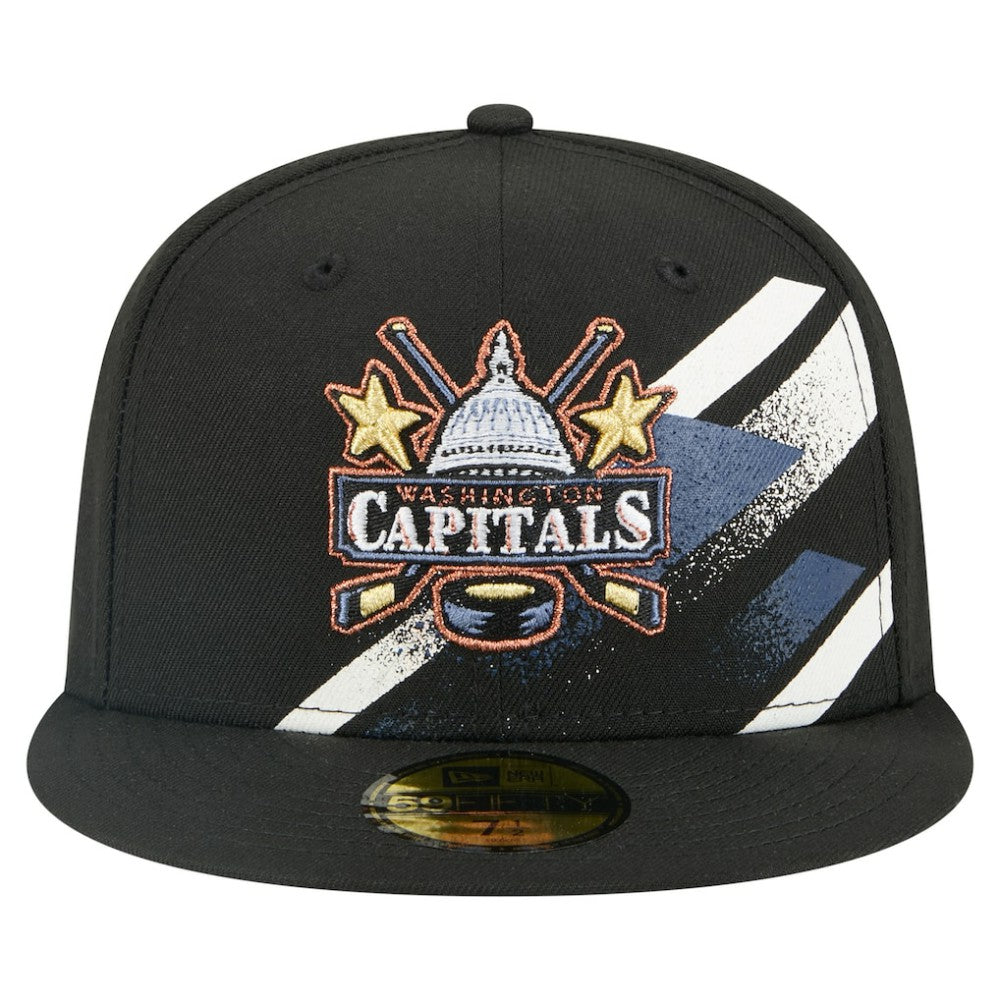 NHL Washington Capitals New Era Faded Lines 59FIFTY Fitted Hat - Black