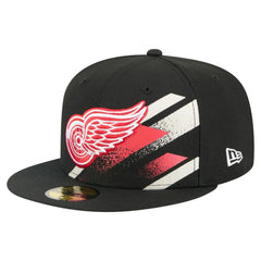 NHL Detroit Red Wings New Era Faded Lines 59FIFTY Fitted Hat - Black