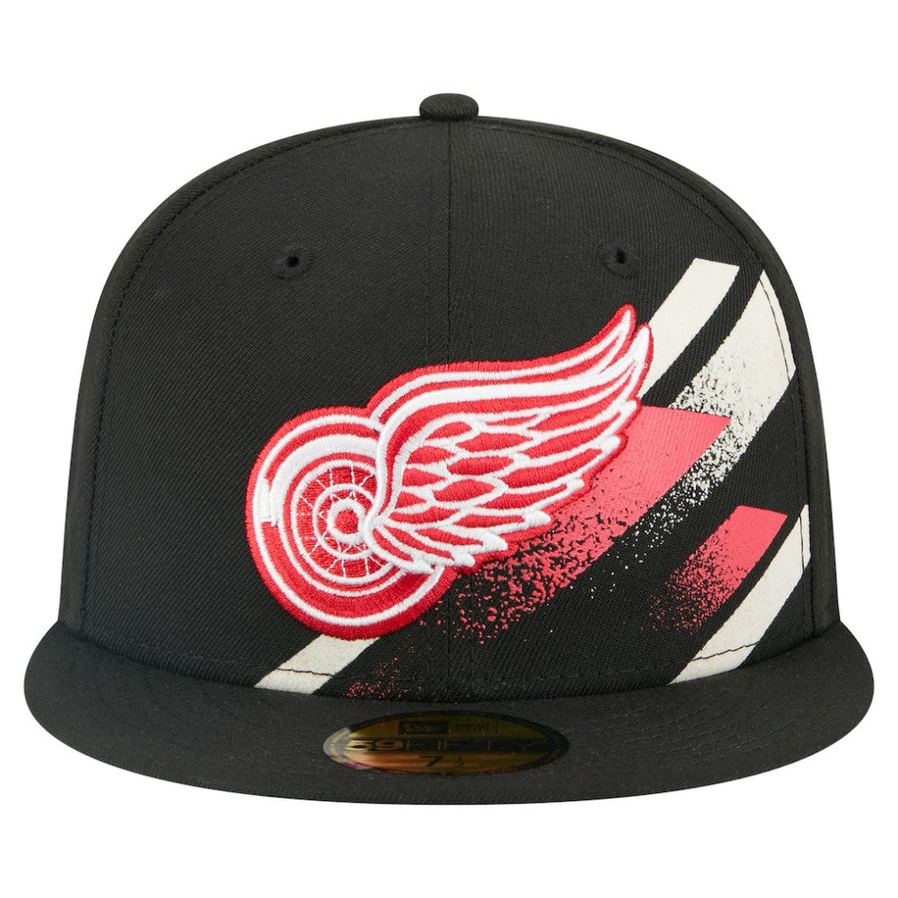 NHL Detroit Red Wings New Era Faded Lines 59FIFTY Fitted Hat - Black
