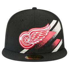 NHL Detroit Red Wings New Era Faded Lines 59FIFTY Fitted Hat - Black
