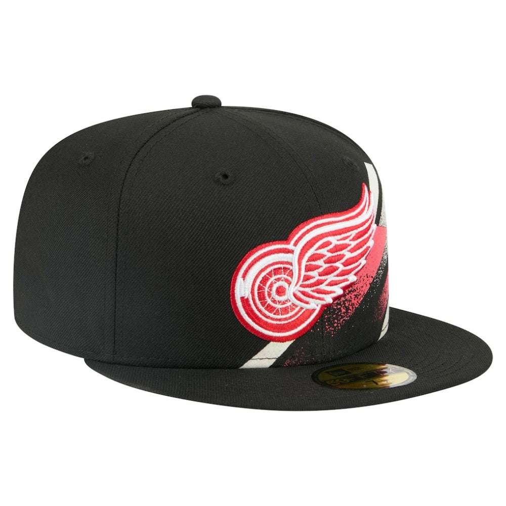 NHL Detroit Red Wings New Era Faded Lines 59FIFTY Fitted Hat - Black