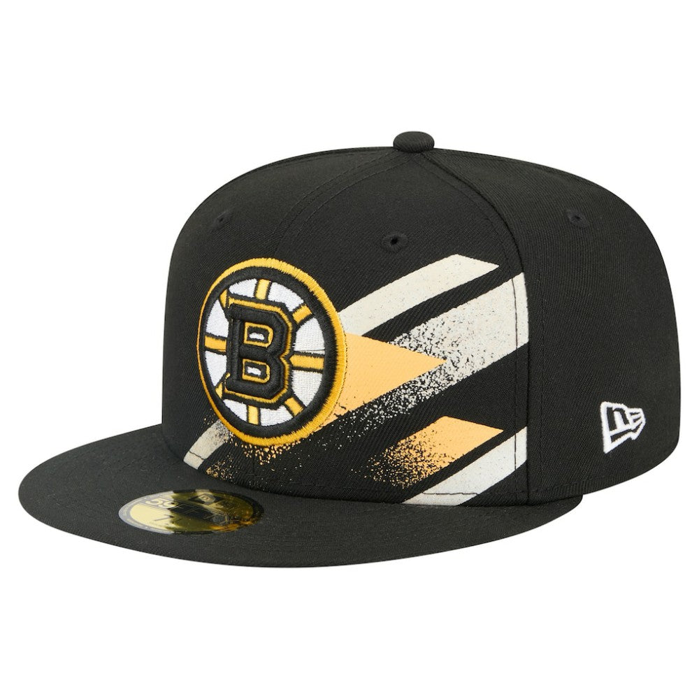 NHL Boston Bruins New Era Faded Lines 59FIFTY Fitted Hat - Black