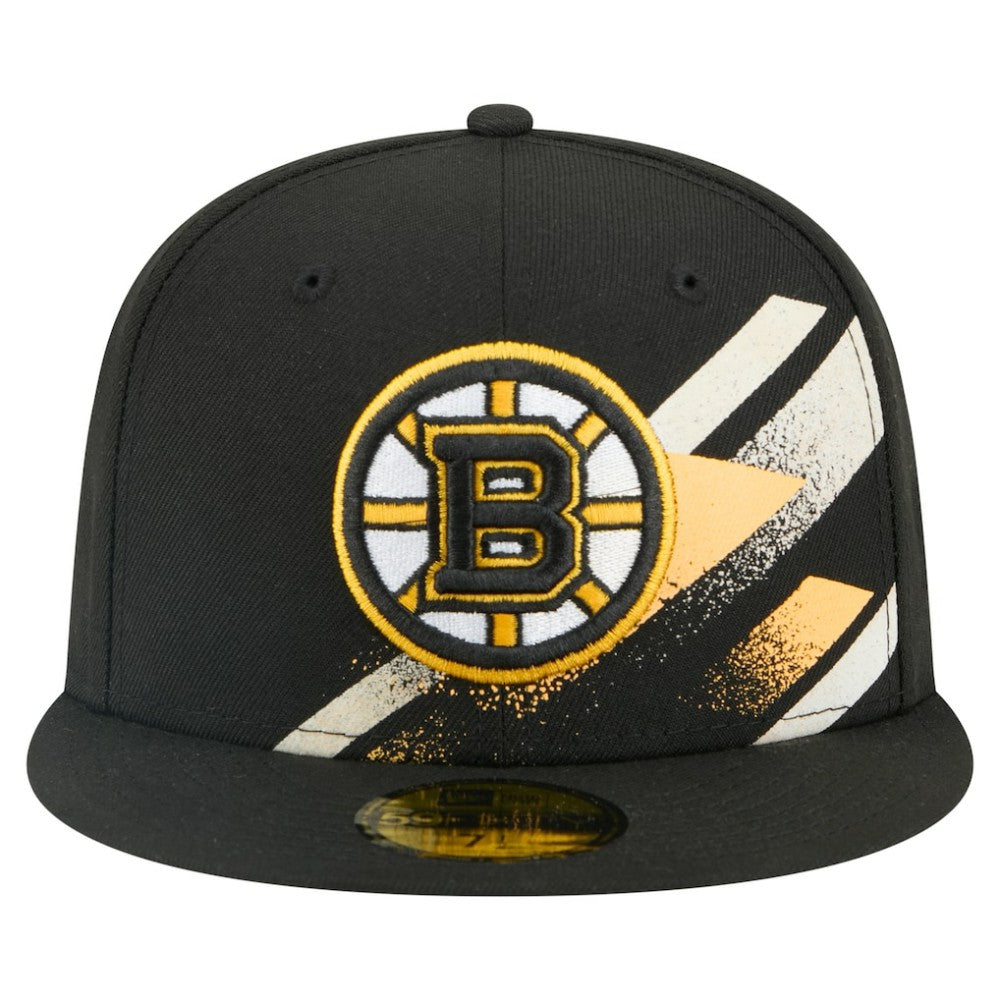 NHL Boston Bruins New Era Faded Lines 59FIFTY Fitted Hat - Black
