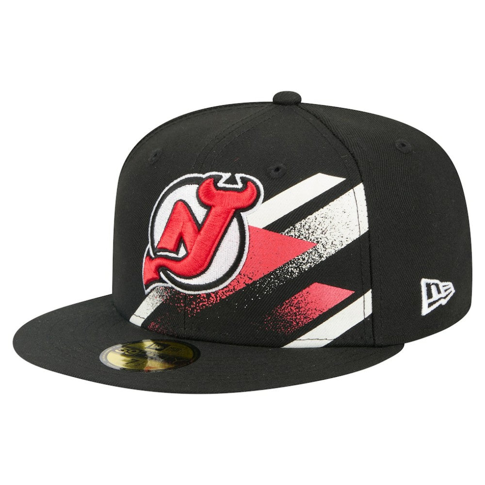 NHL New Jersey Devils New Era Faded Lines 59FIFTY Fitted Hat - Black
