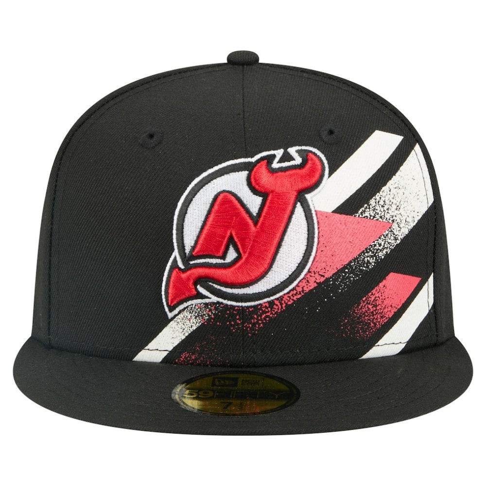 NHL New Jersey Devils New Era Faded Lines 59FIFTY Fitted Hat - Black