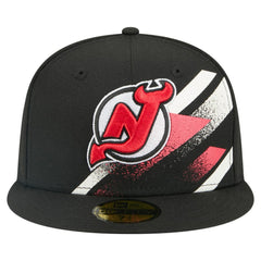 NHL New Jersey Devils New Era Faded Lines 59FIFTY Fitted Hat - Black
