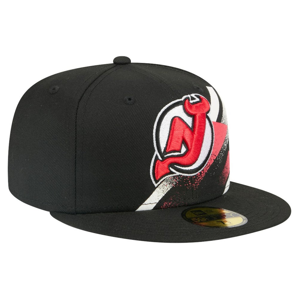 NHL New Jersey Devils New Era Faded Lines 59FIFTY Fitted Hat - Black
