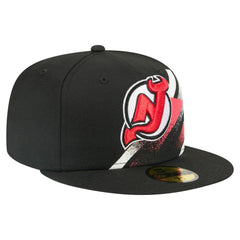NHL New Jersey Devils New Era Faded Lines 59FIFTY Fitted Hat - Black