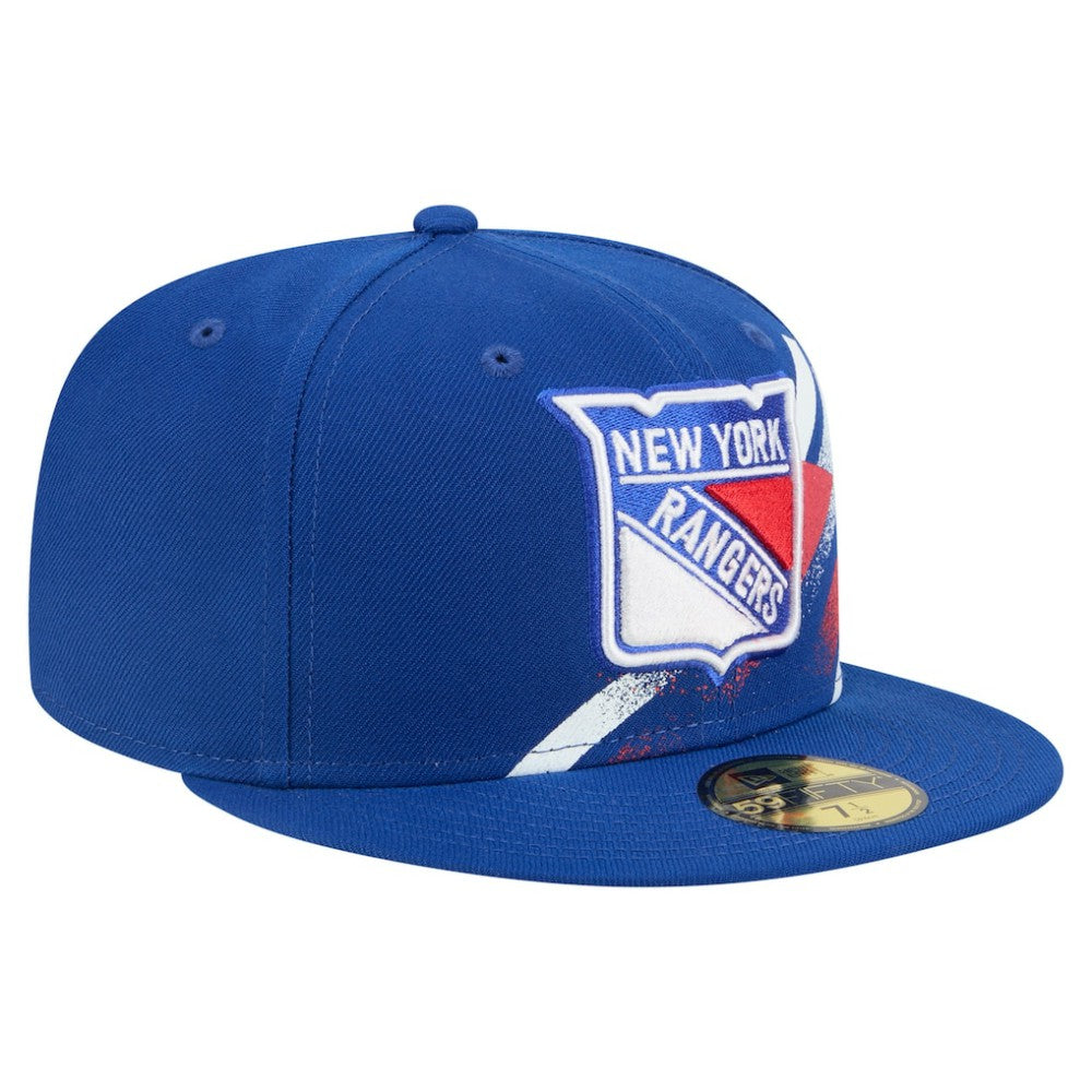 NHL New York Rangers New Era Faded Lines 59FIFTY Fitted Hat - Blue