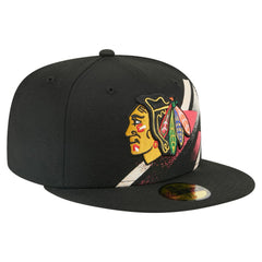 NHL Chicago Blackhawks New Era Faded Lines 59FIFTY Fitted Hat - Black