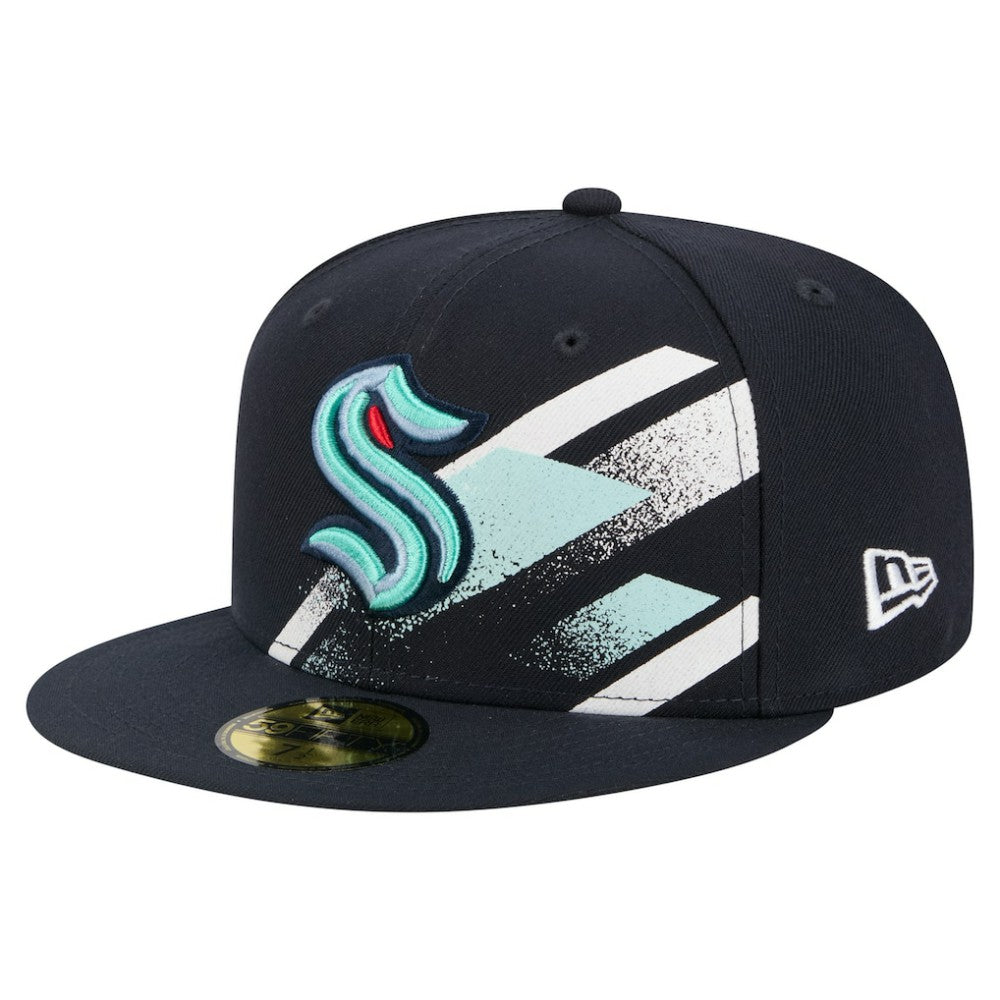 NHL Seattle Kraken New Era Faded Lines 59FIFTY Fitted Hat - Deep Sea Blue